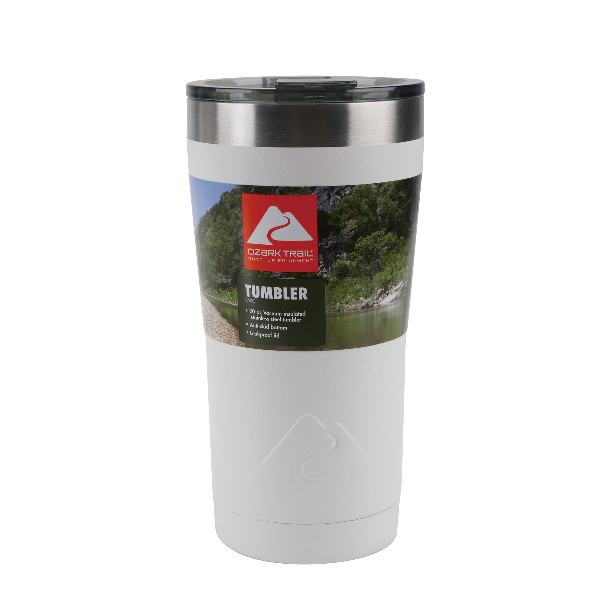 Ozark Trail 20 oz Double-Wall Vacuum-Sealed Stainless Steel Tumbler, White