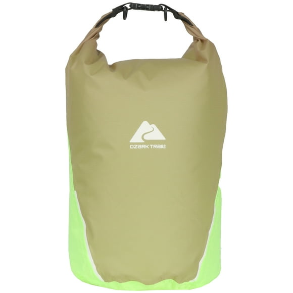 Ozark Trail Dry Bag 10L, Green-Tan, Coated Nylon Fabric, Water Resistant