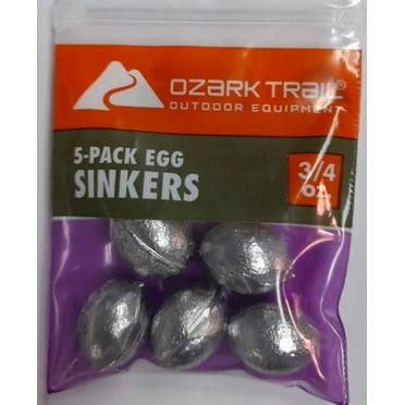 Ozark Trail Egg Sinker 5 Pack Lead Egg Fishing Weights, 3/4 Oz