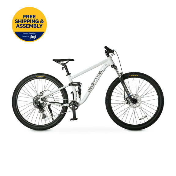Ozark Trail 29" FS.2 Slalom Full Suspension Mountain Bike, 29" Wheels, Large Frame, Fits Riders 5'10" - 6'2"+, Off-White, Adult, Unisex, Online Only