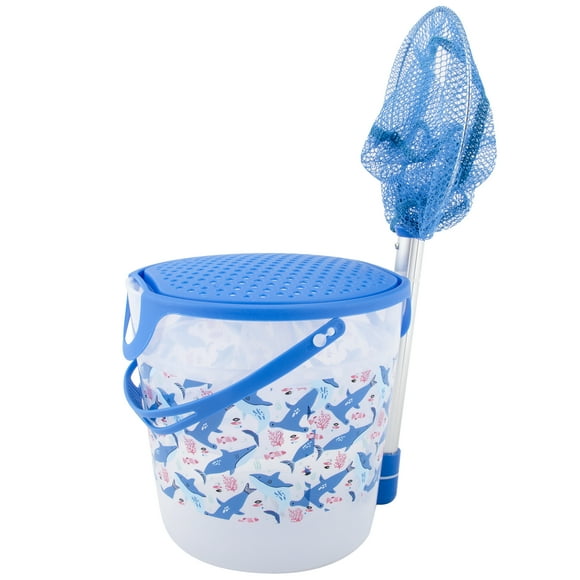 Ozark Trail Kids 3.5 Quart Net and Bucket Kit, Blue, Bait Storage for Freshwater Exploration