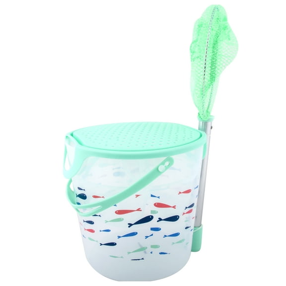 Ozark Trail Kids 3.5 Quart Net and Bucket Kit, Green, Bait Storage for Freshwater Exploration