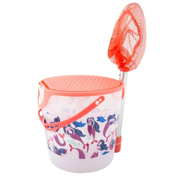 Ozark Trail Kids 3.5 Quart Net and Bucket Kit, Pink, Bait Storage for Freshwater Exploration