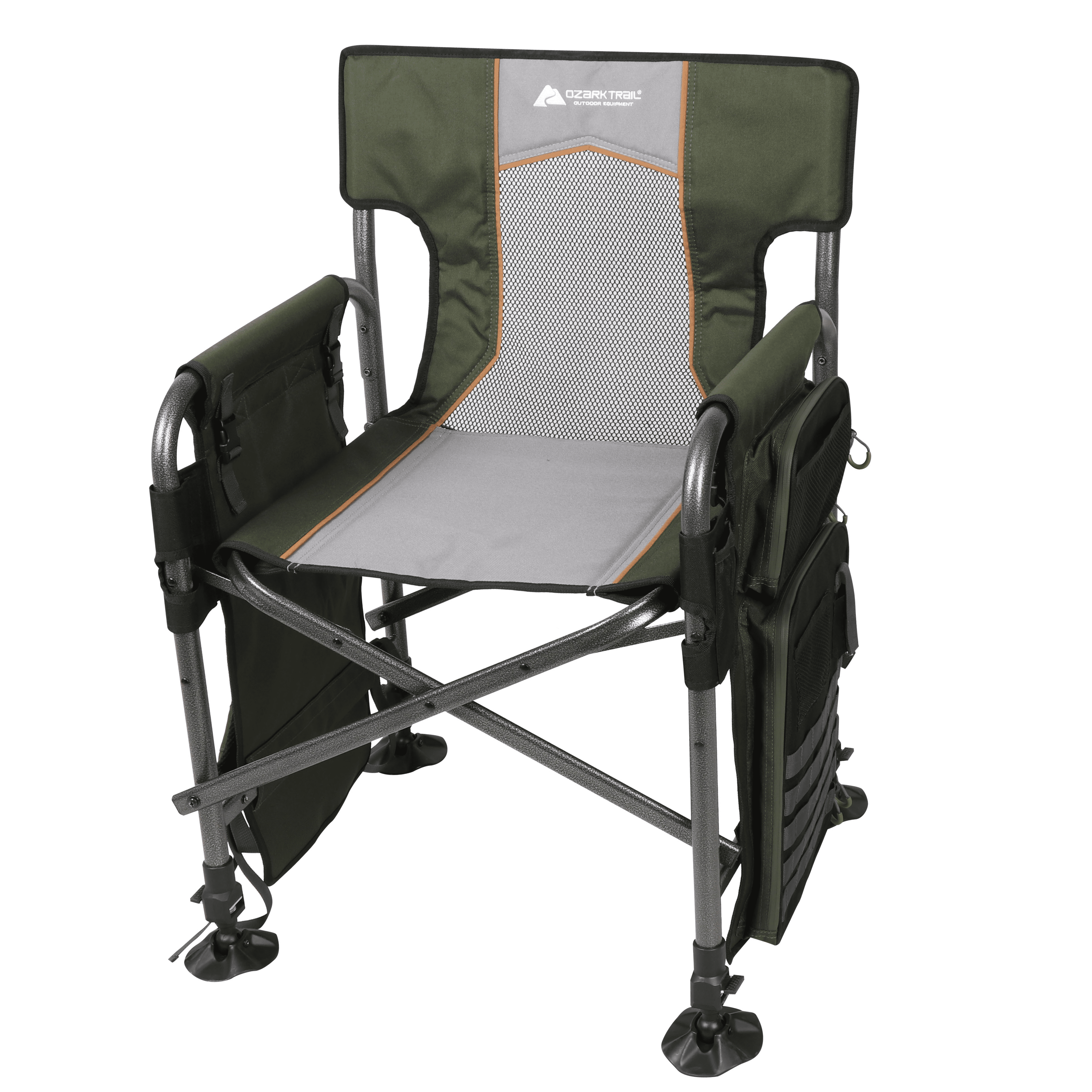 Ozark Trail Fishing Steel Director's Chair with Rod Holder, Adult, Green