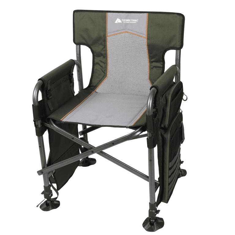 Ozark Trail Fishing Steel Director's Chair with Rod Holder, Adult