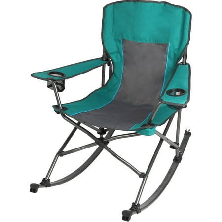 Ozark Trail Foldable Comfort Camping Rocking Chair, Green, 300 lbs Capacity, Adult, 16lbs