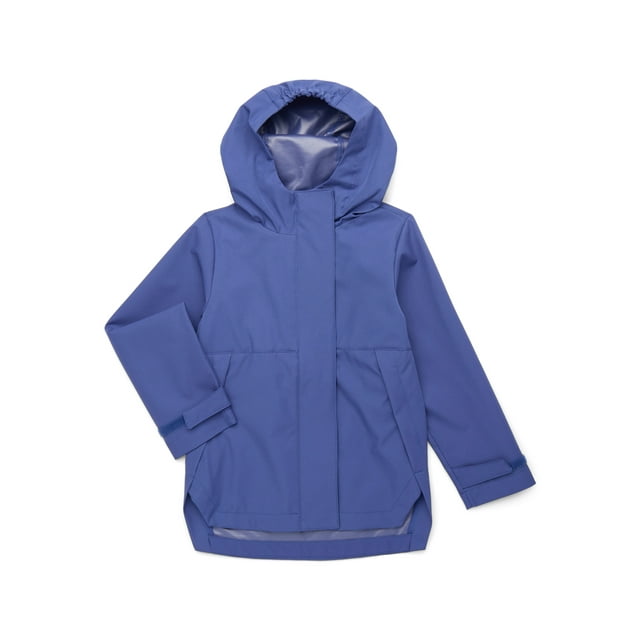 Ozark Trail Girls Hooded Rain Zip-Up Jacket, Sizes 4-20