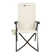 Ozark Trail Glamp High Back Reclining Lounge Chair with Adjustable Armrests, Creme