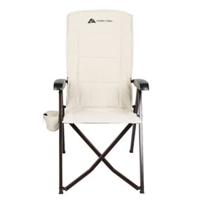 Ozark Trail Glamp High Back Reclining Lounge Chair with Adjustable Armrests, Creme