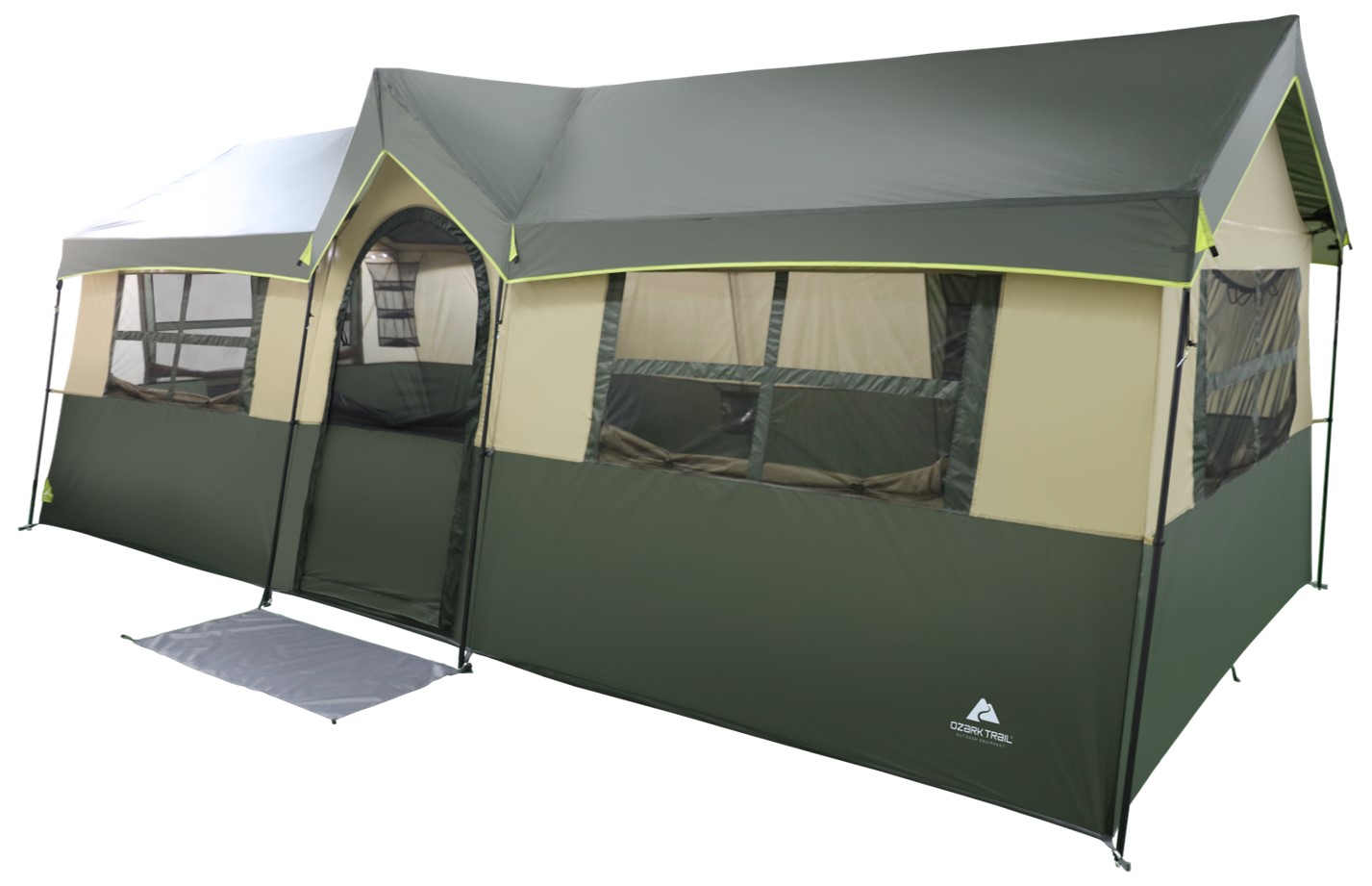 Ozark Trail Hazel Creek 12 Person 3-Room Cabin Tent, 20' x 9' x 84", Green - image 1 of 13