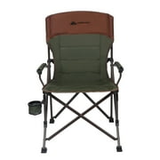 Ozark Trail Heavy Duty Hard Arm Camp Chair, Adjustable Cupholder, Tensioned Seat Fabric, Brown
