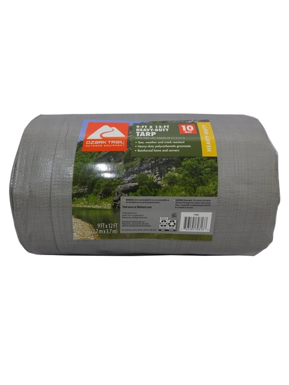 9 ft x 12 ft Heavy-Duty Tarp, 10 mil, Reinforced Corners and Grommets