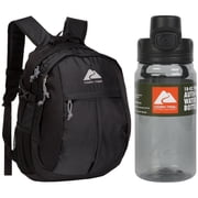 Ozark Trail Hiker Backpack 25 Liter, Black, Polyester, Adult, Teen + Ozark Trail 18 oz Tritan Flip-Top Water Bottle, Gra