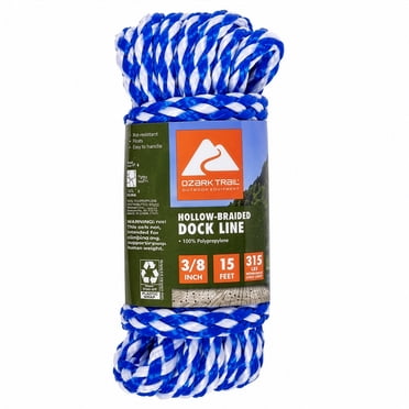 Ozark Trail Double-Braided Nylon Marine Dock Line, 3/8 in x 25 ft, Up ...