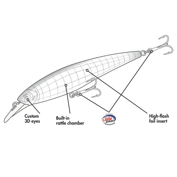 Ozark Trail Jerkbait Fishing Lure for Bass Fishing, Gizzard Shad