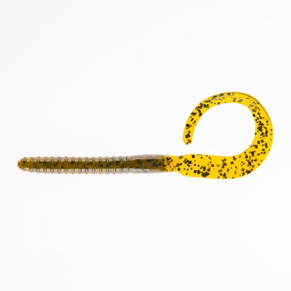 Ozark Trail Kicker Curl 7", Green Pumpkin, 14 pieces Fishing Soft Baits