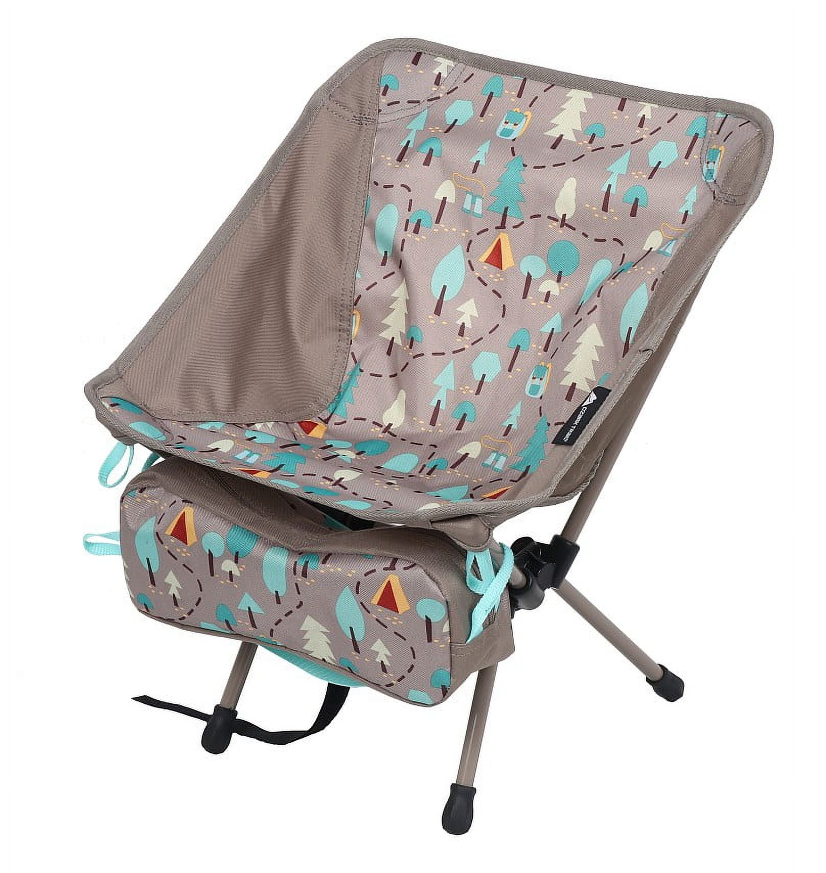Ozark Trail Kid Backpacking Camping Chair with Carry Bag, Forest Pattern