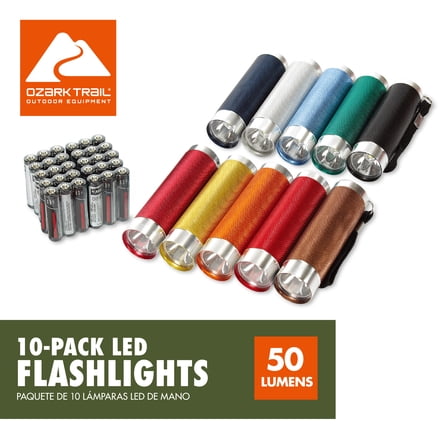 Ozark Trail LED Flashlights 10-Pack 50 Lumens Multicolor Compact Set for Camping