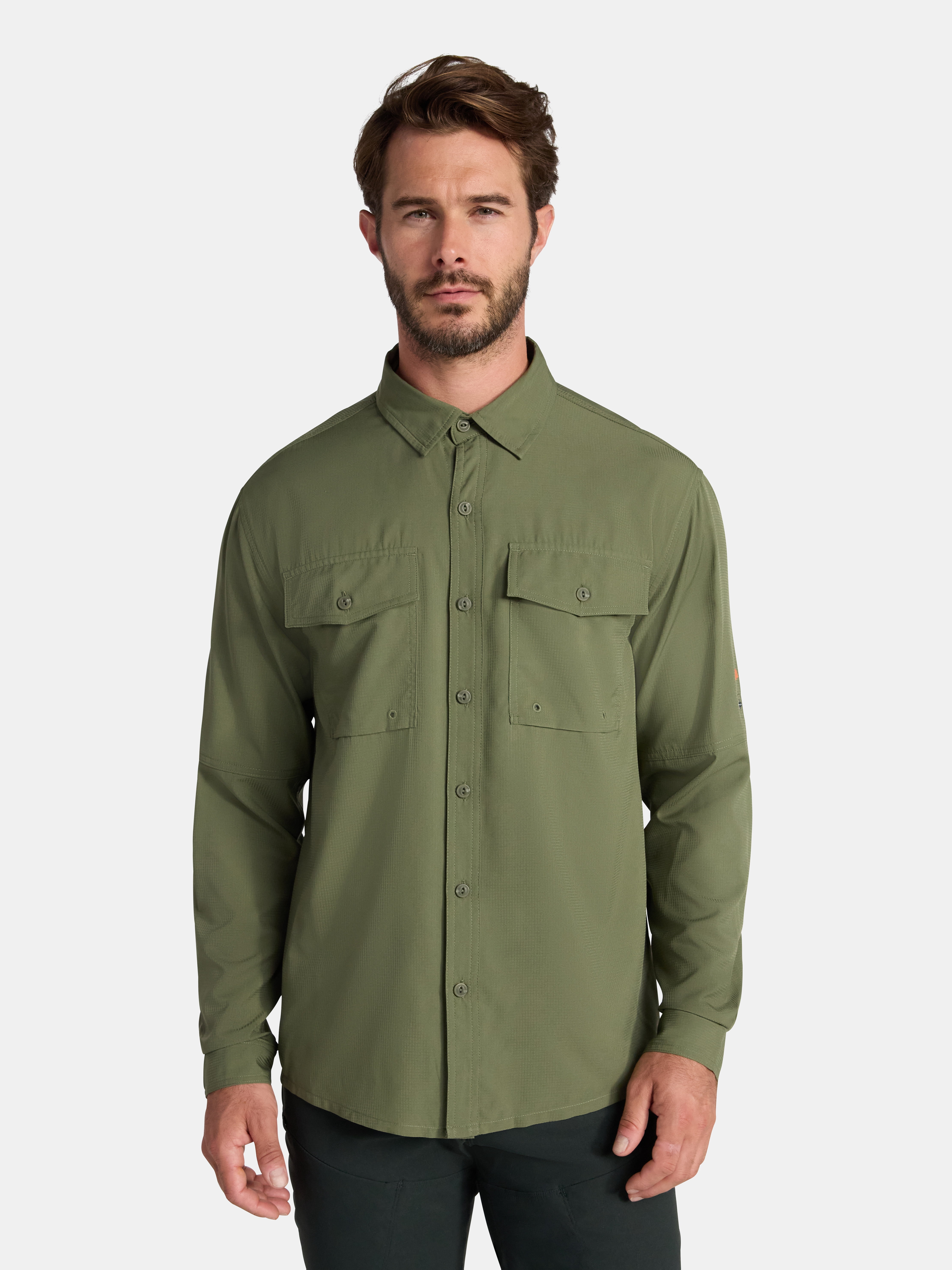 Ozark Trail Men's and Big Men's Upstream Shirt with Long Sleeves, Sizes S-3XL