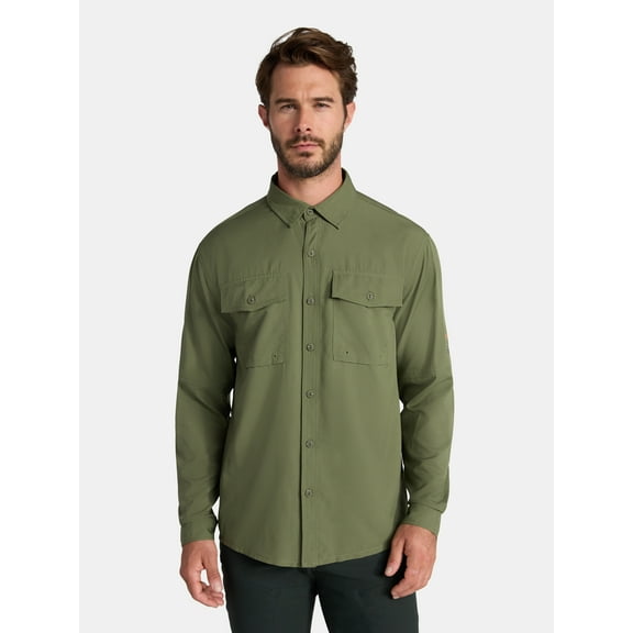 Ozark Trail Men's and Big Men's Upstream Shirt with Long Sleeves, Sizes S-3XL
