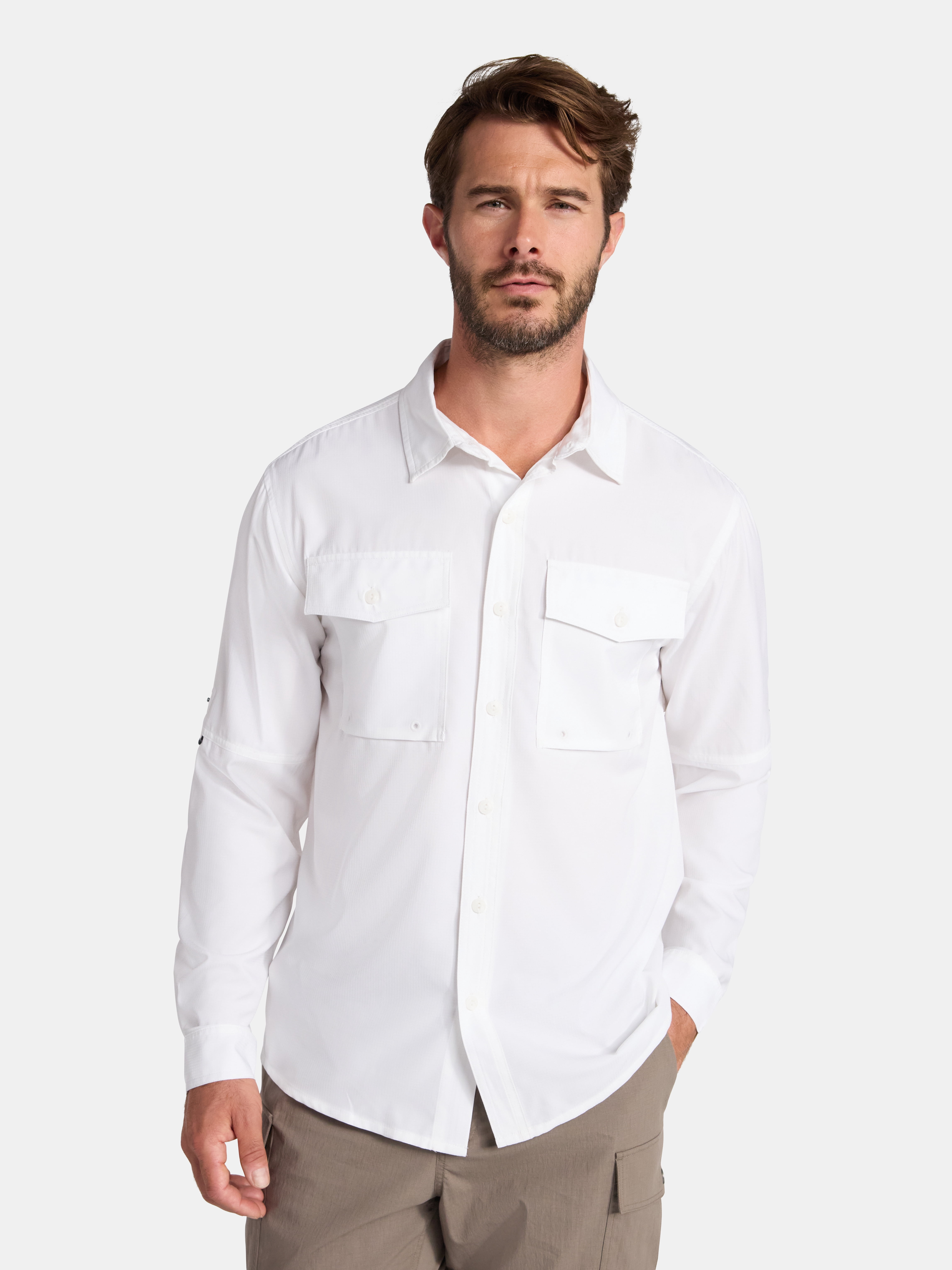 Ozark Trail Men's and Big Men's Upstream Shirt with Long Sleeves, Sizes S-3XL