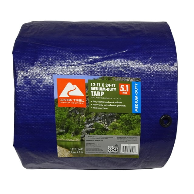 Ozark Trail Medium-Duty Tarp, 12’ x 24’, Material PE - Walmart.com