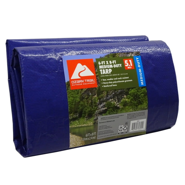 Ozark Trail Medium-Duty Tarp 6x8 ft PE Material with Grommets