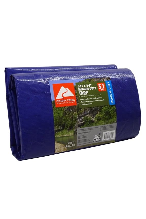 Medium-Duty Tarpaulin, 6’ x 8’, Material PE
