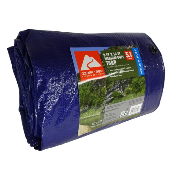 Ozark Trail Medium-Duty Tarp, 8’ x 10’, Material PE
