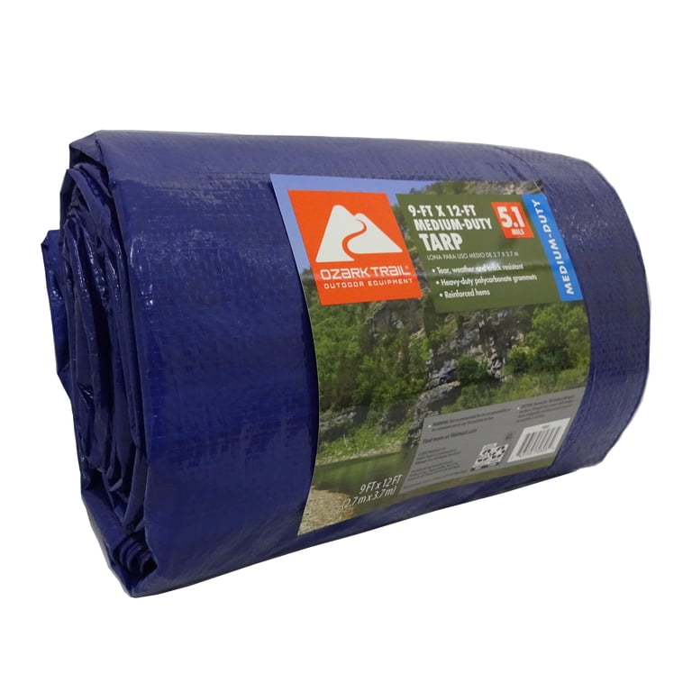 Ozark Trail Medium Duty Tarp, 9'x12', PE Material, Tear and