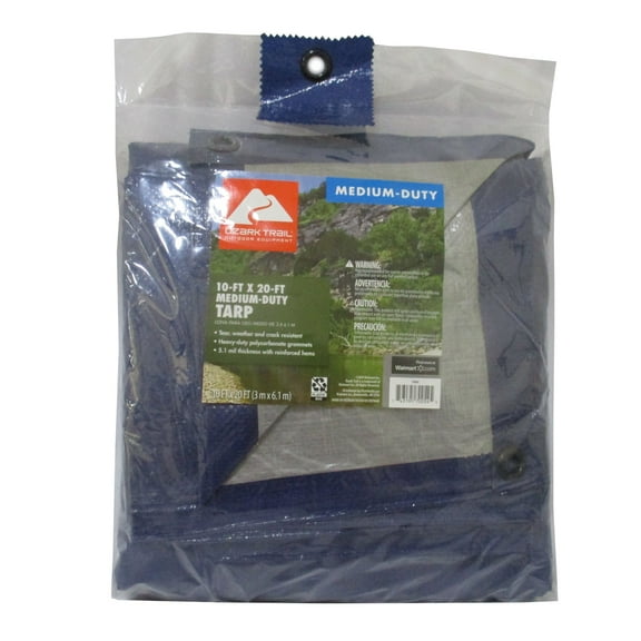 Ozark Trail Medium-Duty Tarpaulin, 10’ x 20’, Material PE