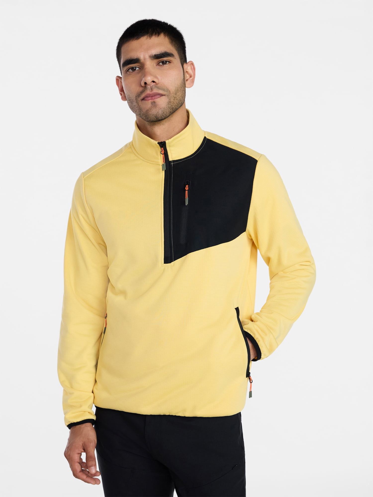 Ozark Trail Men's and Big Men's Quarter Zip Grid Fleece Jacket, Sizes S-3XL