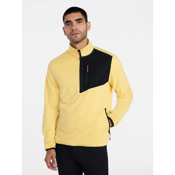 Ozark Trail Men's and Big Men's Quarter Zip Grid Fleece Jacket, Sizes S-3XL