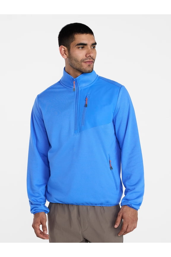 Men's and Big Men's Quarter Zip Grid Fleece Jacket, Sizes S-3XL
