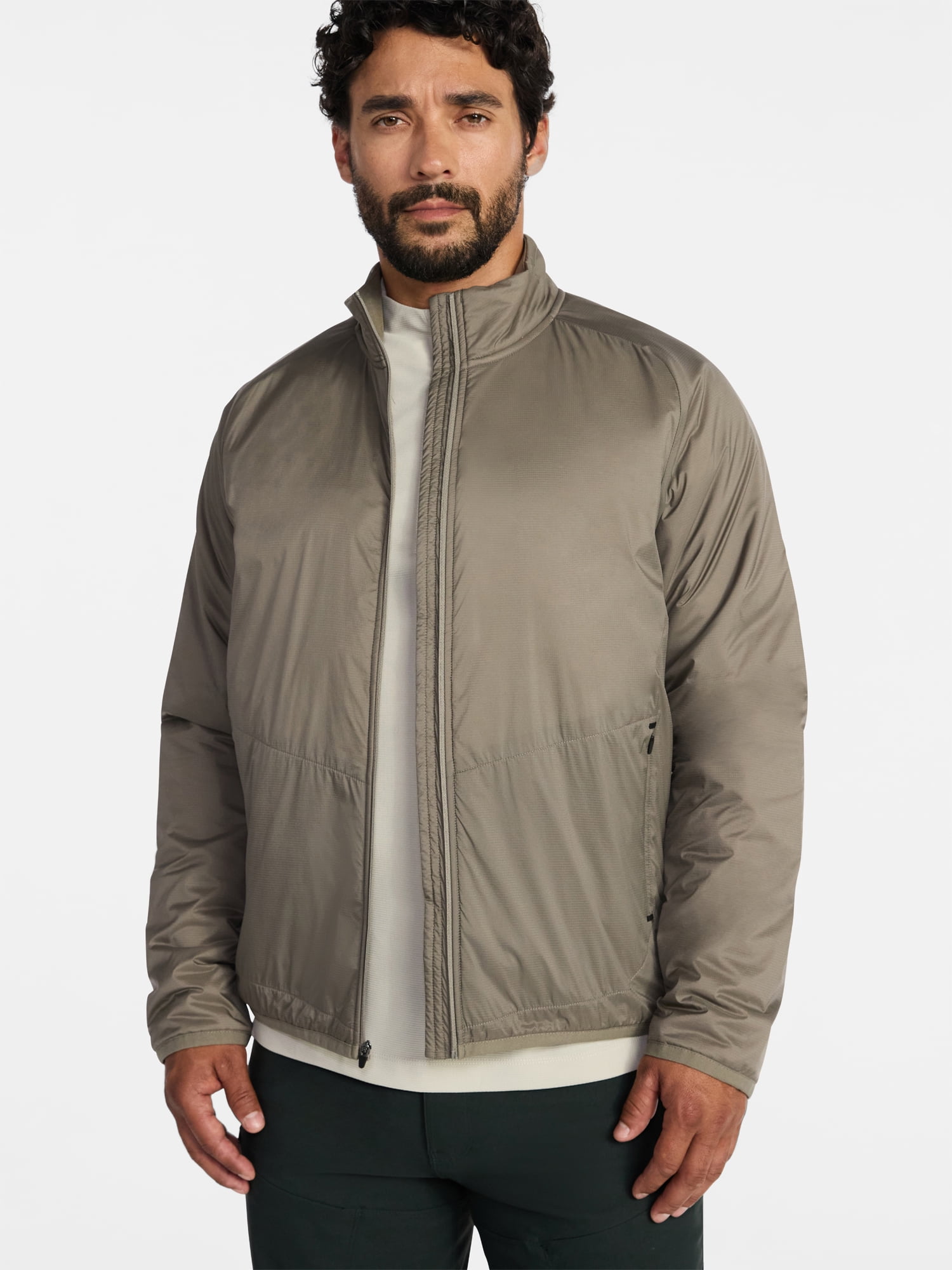 Ozark Trail Men's and Big Men's Light Insulated Nylon Zip Jacket, Sizes S-3XL