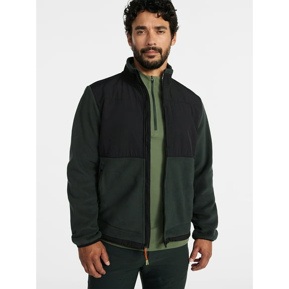 Ozark Trail Men's and Big Men's Mix Media Fleece Jacket, Sizes S-3XL