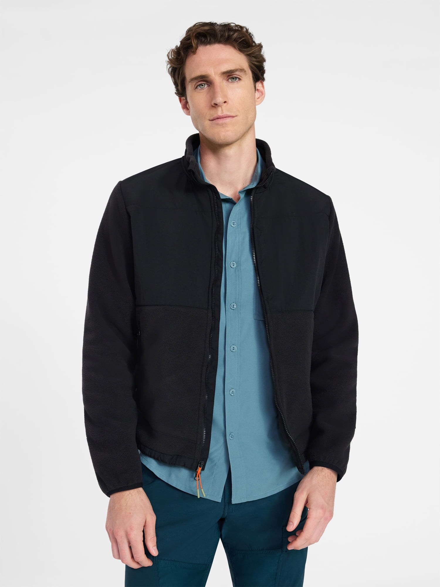 Ozark Trail Men's and Big Men's Mix Media Fleece Jacket, Sizes S-3XL