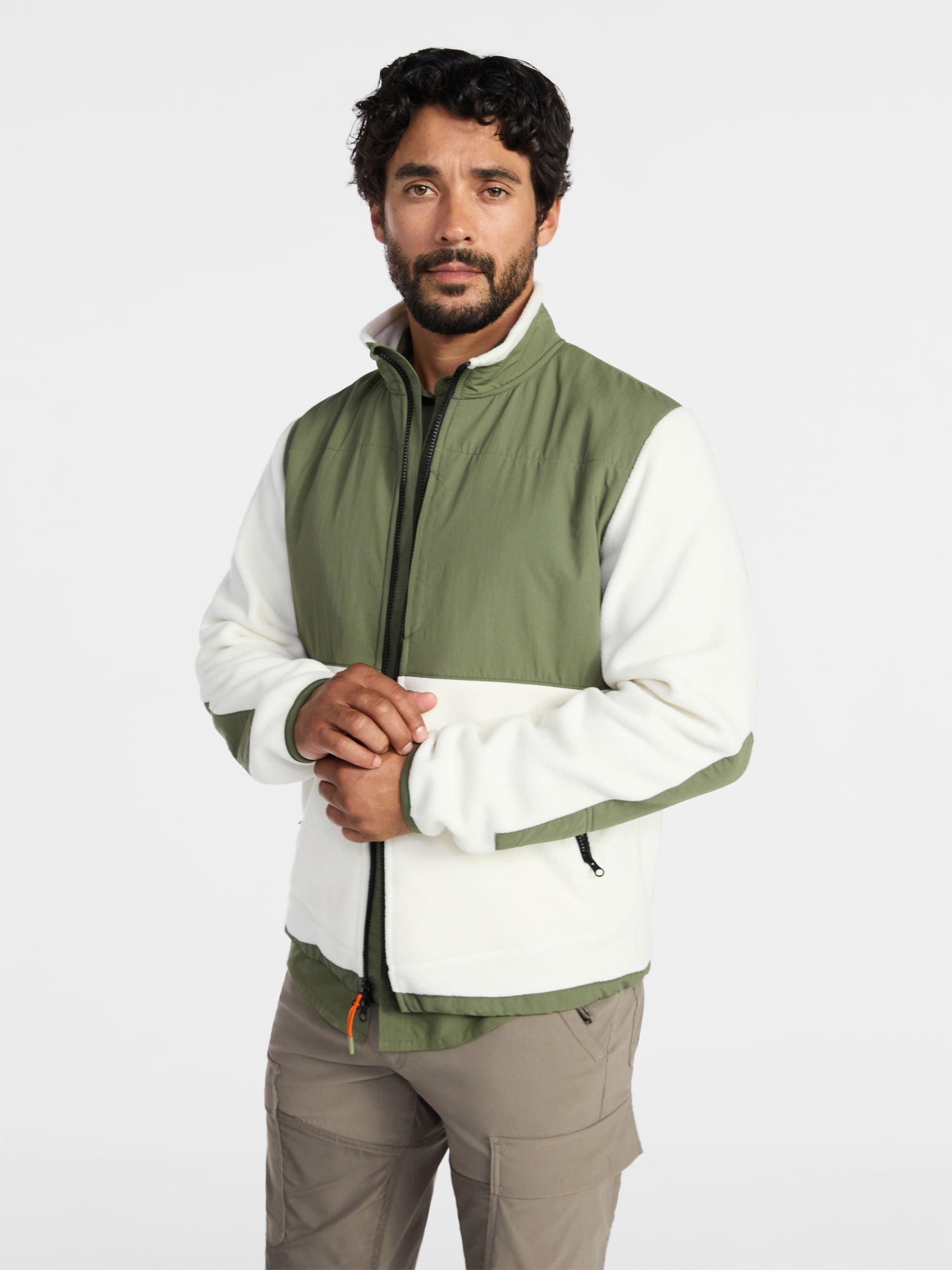 Ozark Trail Men's and Big Men's Mix Media Fleece Jacket, Sizes S-3XL