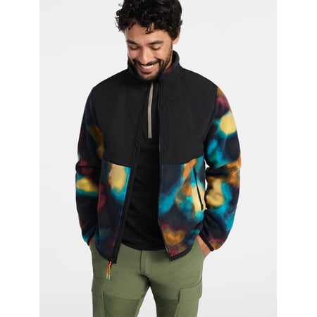 Ozark Trail Men's and Big Men's Mix Media Fleece Jacket, Sizes S-3XL