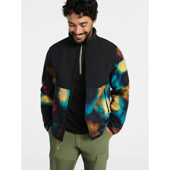 Ozark Trail Men's and Big Men's Mix Media Fleece Jacket, Sizes S-3XL