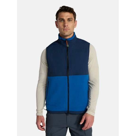 Ozark Trail Men's and Big Men's Mix Media Fleece Vest, Sizes S-3XL