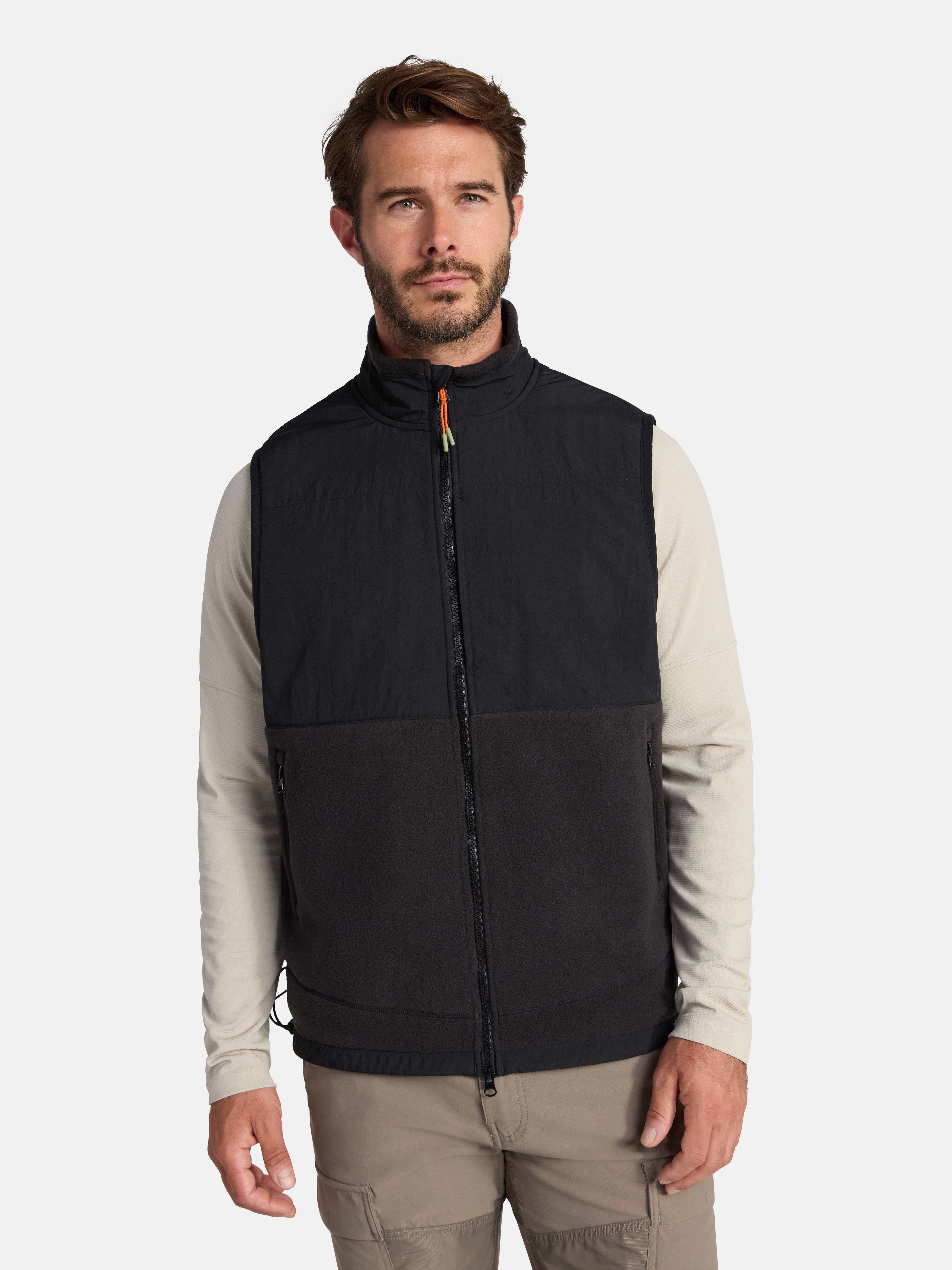 Ozark Trail Men's and Big Men's Mix Media Fleece Vest, Sizes S-3XL ...