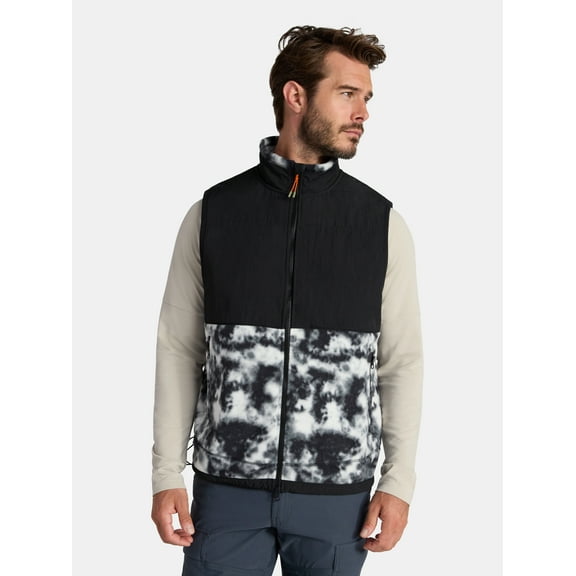 Ozark Trail Men's and Big Men's Mix Media Fleece Vest, Sizes S-3XL