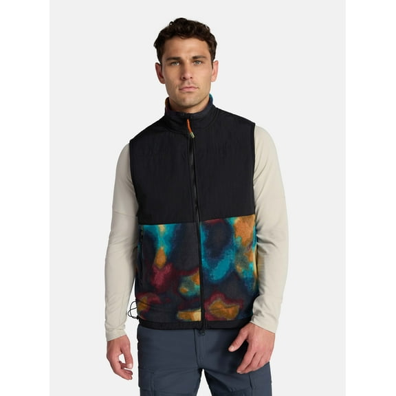 Ozark Trail Men's and Big Men's Mix Media Fleece Vest, Sizes S-3XL