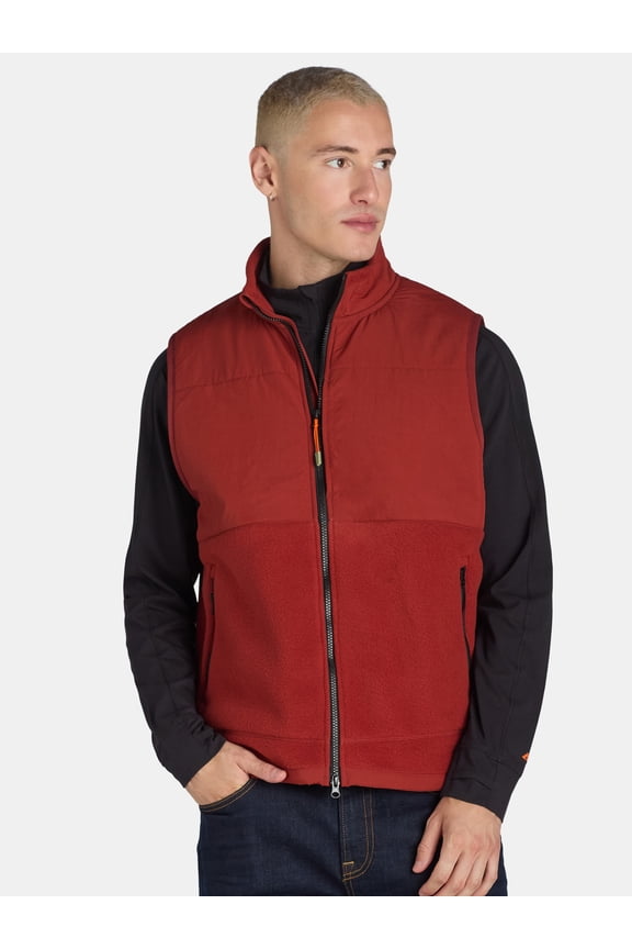 Men's & Big Men's Mixed Media Fleece Vest, Sizes S-3XL