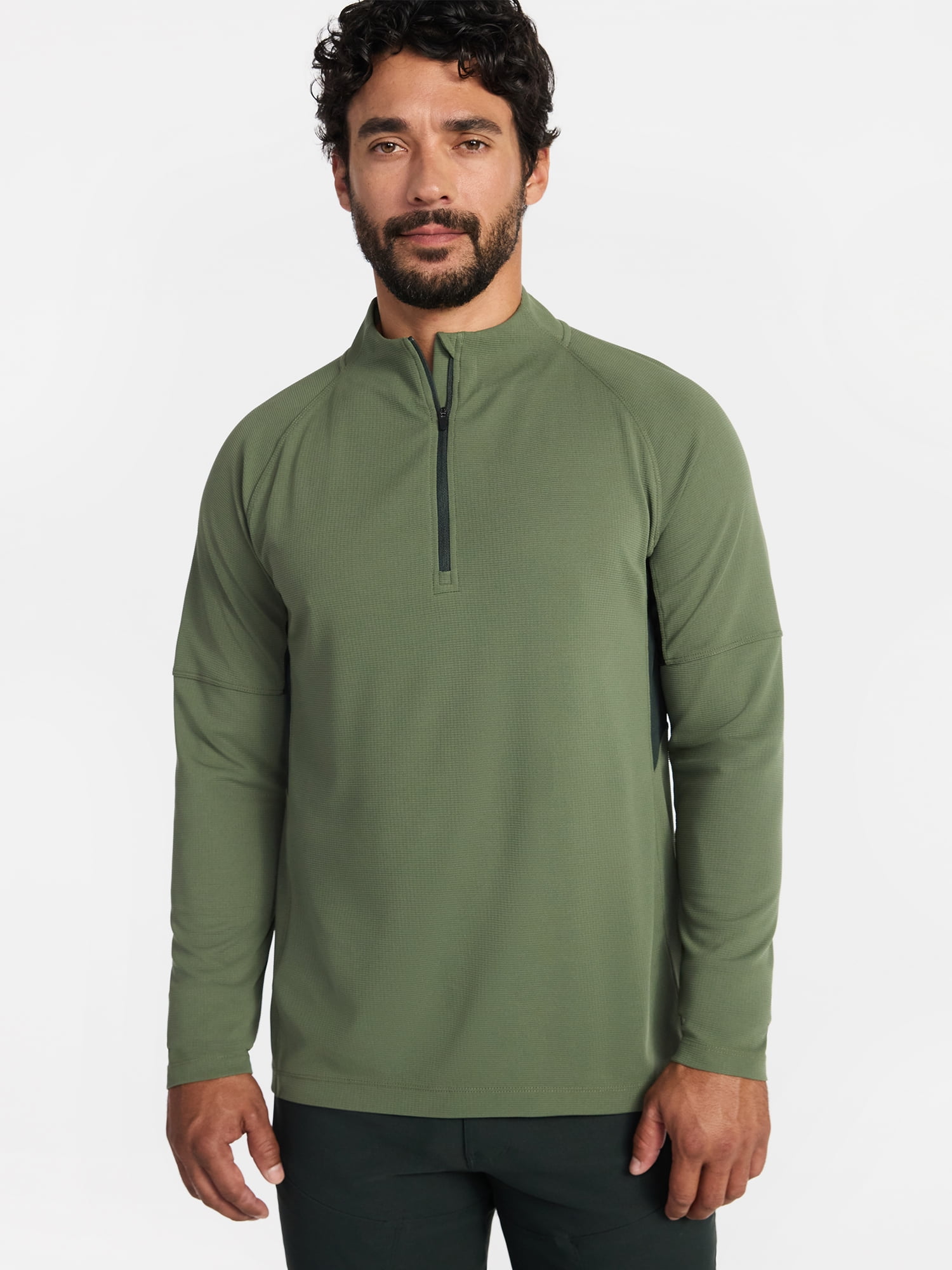 Ozark Trail Men's and Big Men's Textured Quarter Zip Pullover, Sizes S-3XL