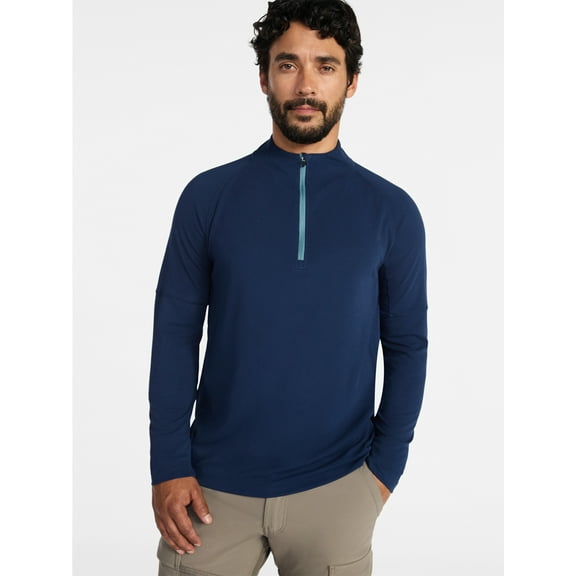 Ozark Trail Men's and Big Men's Textured Quarter Zip Pullover, Sizes S-3XL