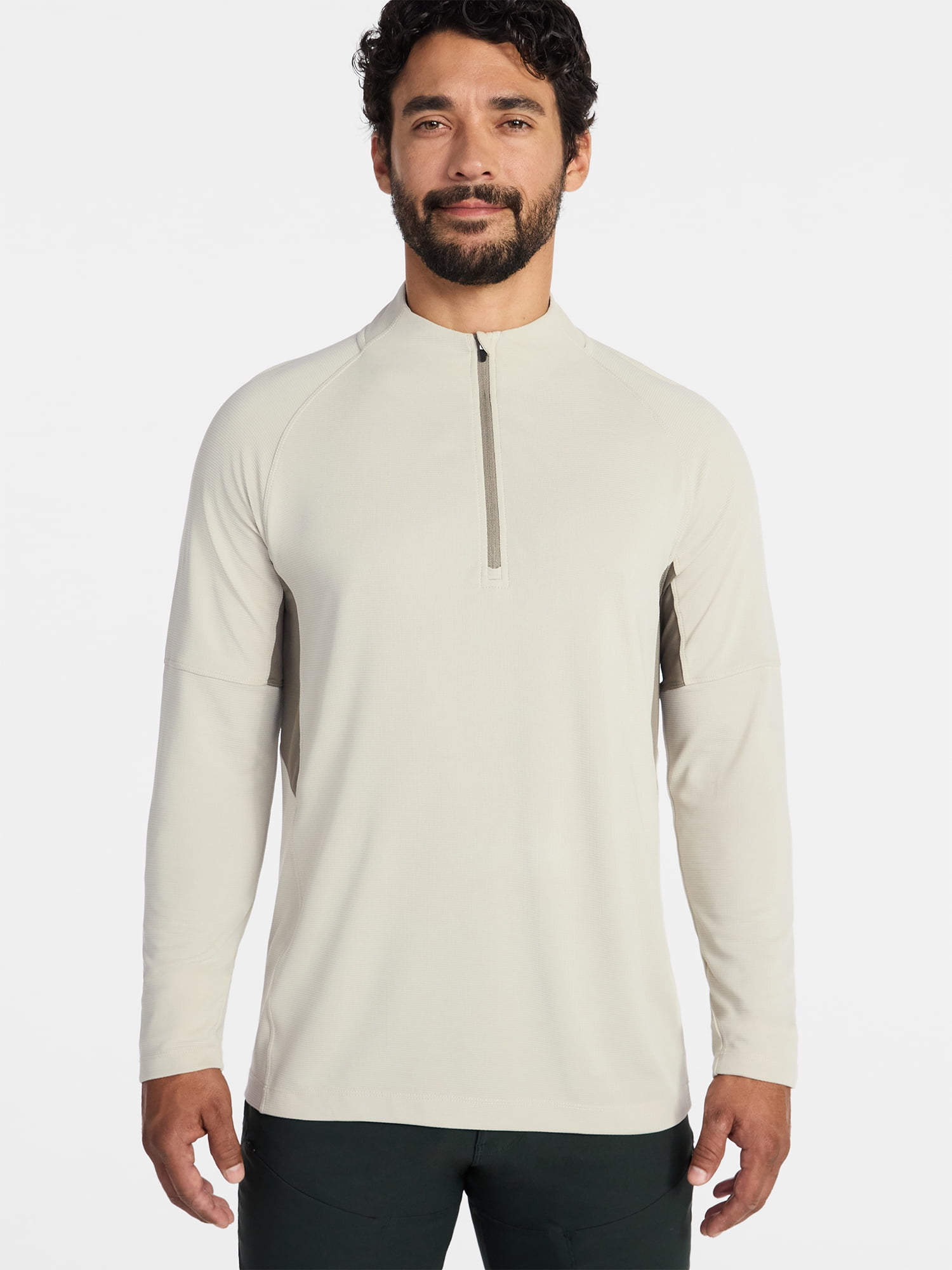 Ozark Trail Men's and Big Men's Textured Quarter Zip Pullover, Sizes S-3XL