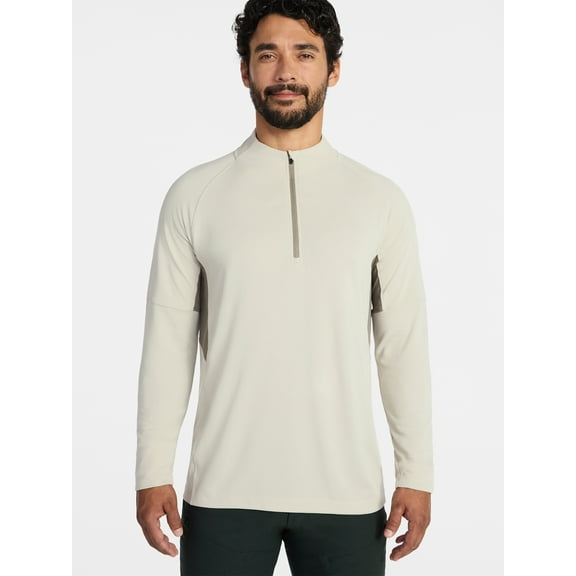 Ozark Trail Men's and Big Men's Textured Quarter Zip Pullover, Sizes S-3XL