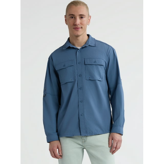 Ozark Trail Men's & Big Men's Upstream Shirt with Long Sleeves, UPF 50+, Sizes S-3XL